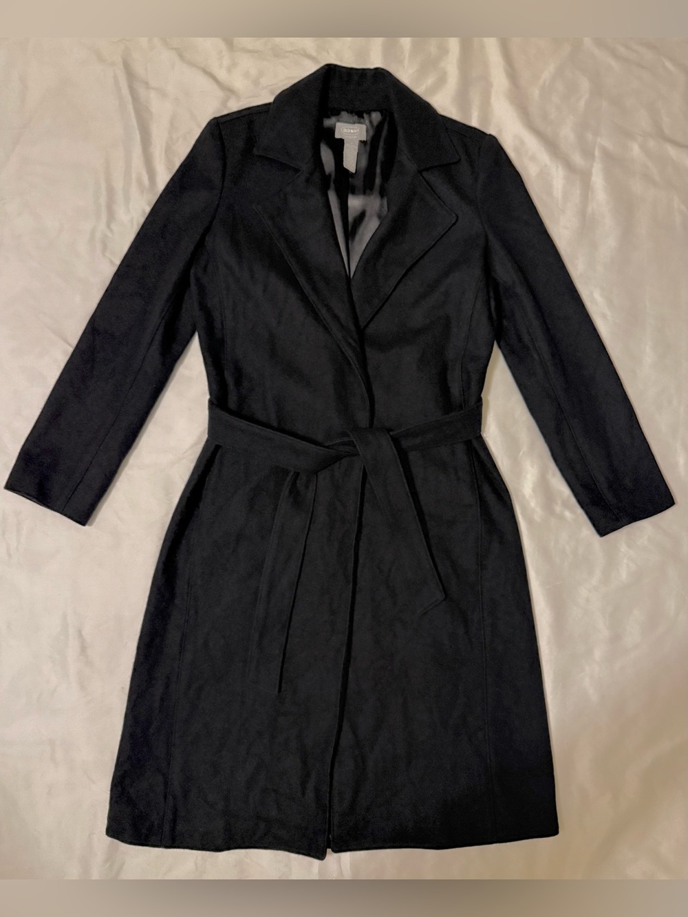 Vintage 2001 Old Navy Wool Blend Trench Coat Black Y2K-Women’s M